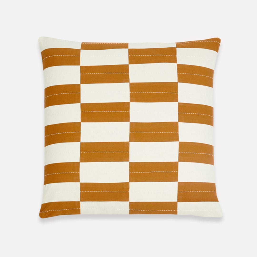 "Checkered Throw Pillow" - Throw Pillows in brown by Anchal