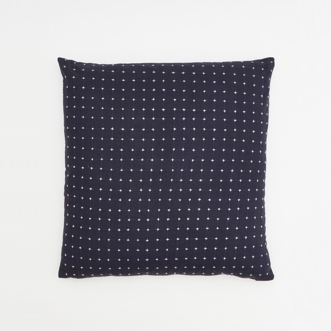 "Cross-Stitch Throw Pillow - Navy" - Throw Pillows in blue by Anchal