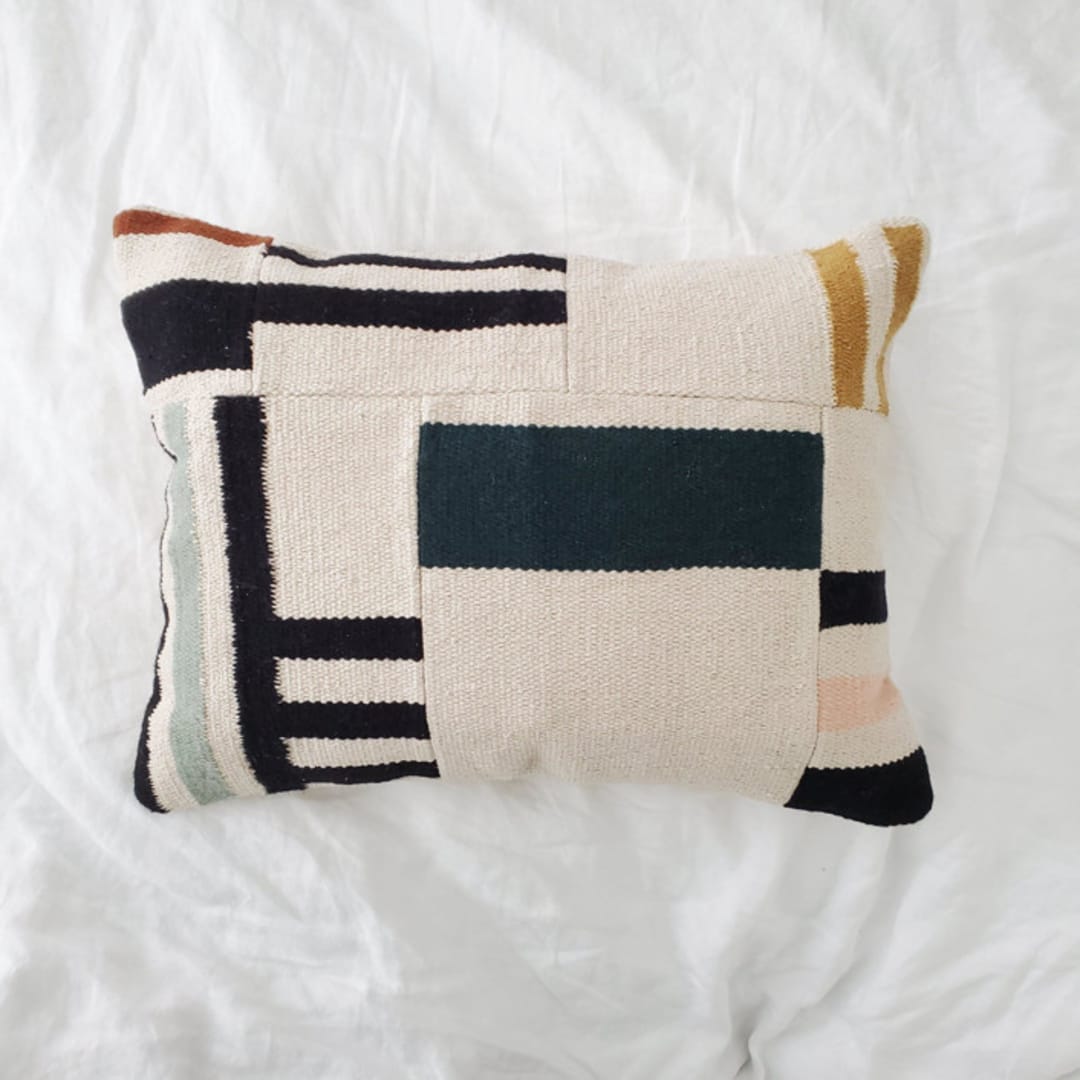 "Agave Patchwork Wide Lumbar Pillow" - Throw Pillows in multicolorassorted-colors by Wool and Indigo