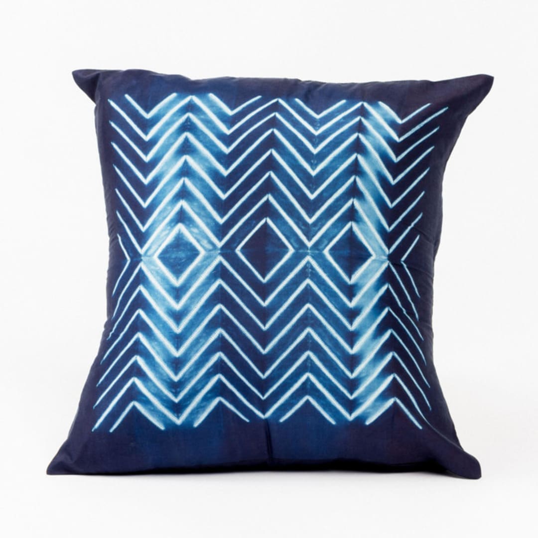 "Naami Indigo Silk Pillow" - Throw Pillows in blue by Anjali Purohit