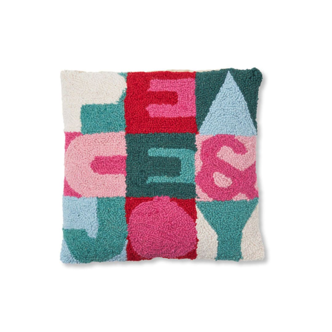 "Peace & Joy Hook Pillow" - Throw Pillows in multicolor by Ampersand Design Studio