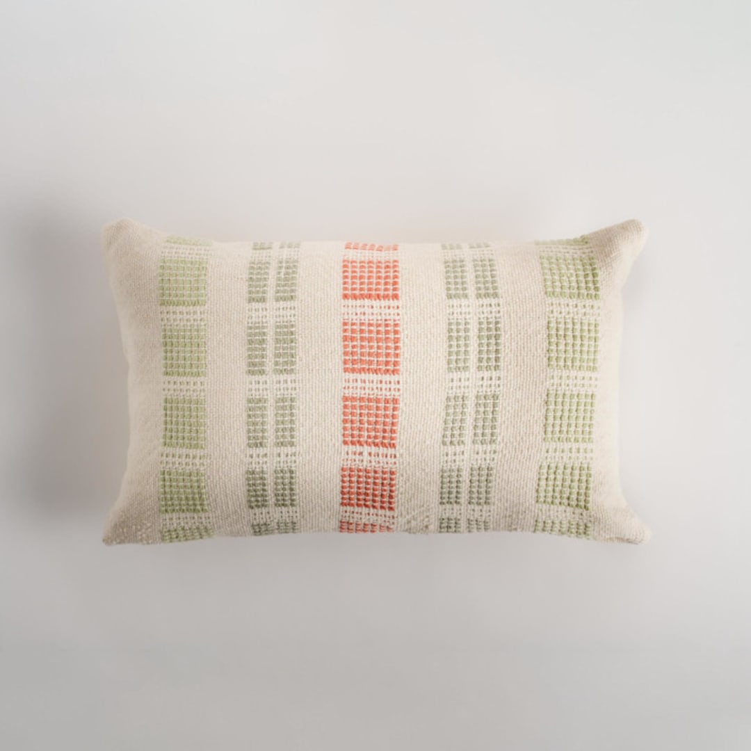 "Magdalena Lumbar Pillow Cover Terracotta, Sage and Mint Green" - Throw Pillows in multicolor by Tatiana Ordoñez