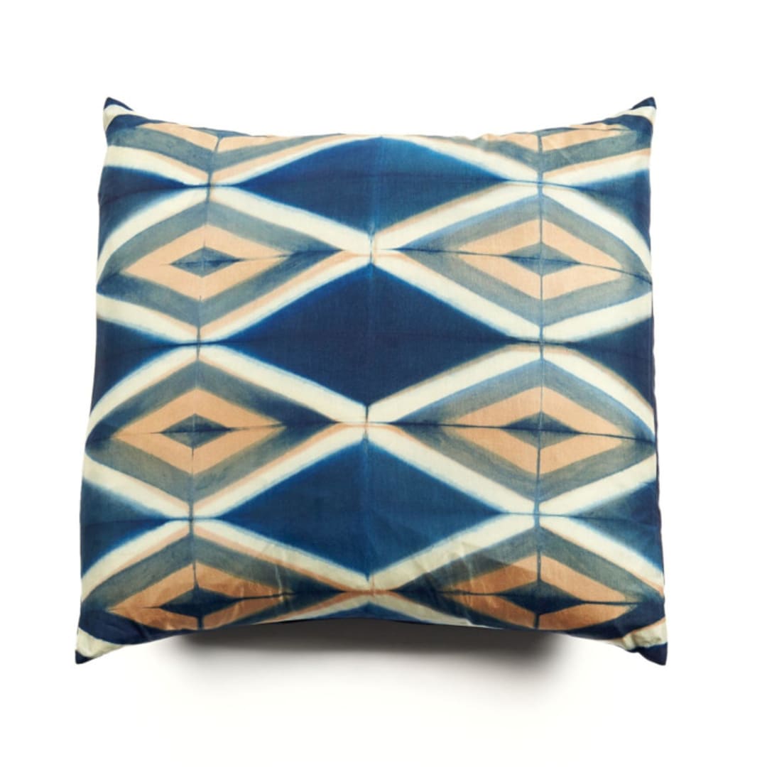 "Tisa Indigo Silk Pillow" - Throw Pillows in blue by Anjali Purohit