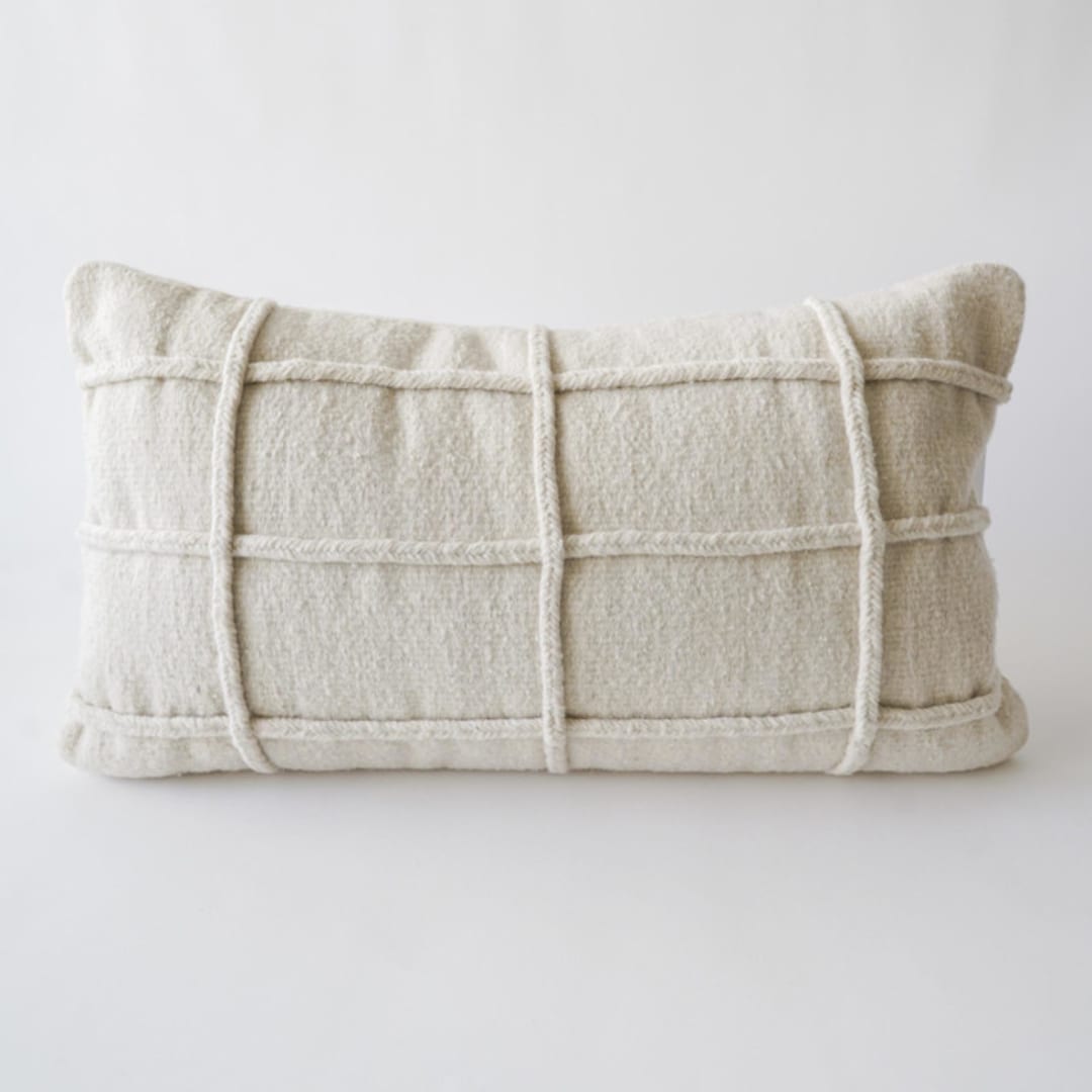 "CHECKERED ROPE PILLOW" - Throw Pillows in beige by Mano Made
