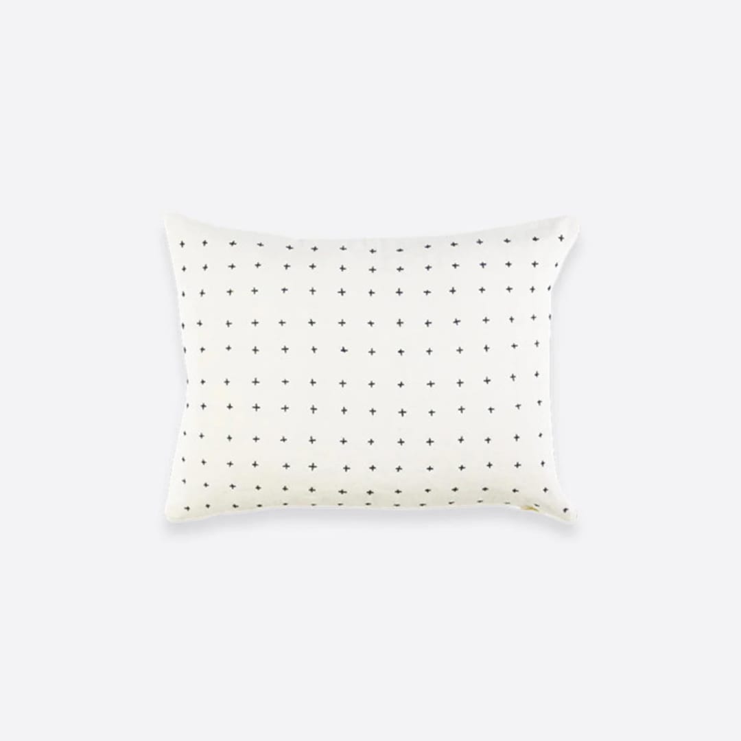 "Small Cross-Stitch Throw Pillow - Bone" - Throw Pillows in white by Anchal