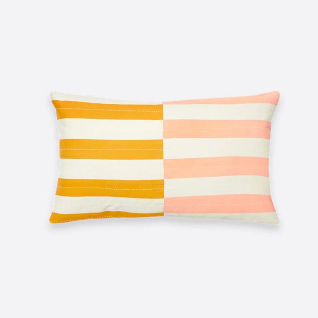 "Offset Lumbar Pillow - Mustard" - Throw Pillows in yellow by Anchal