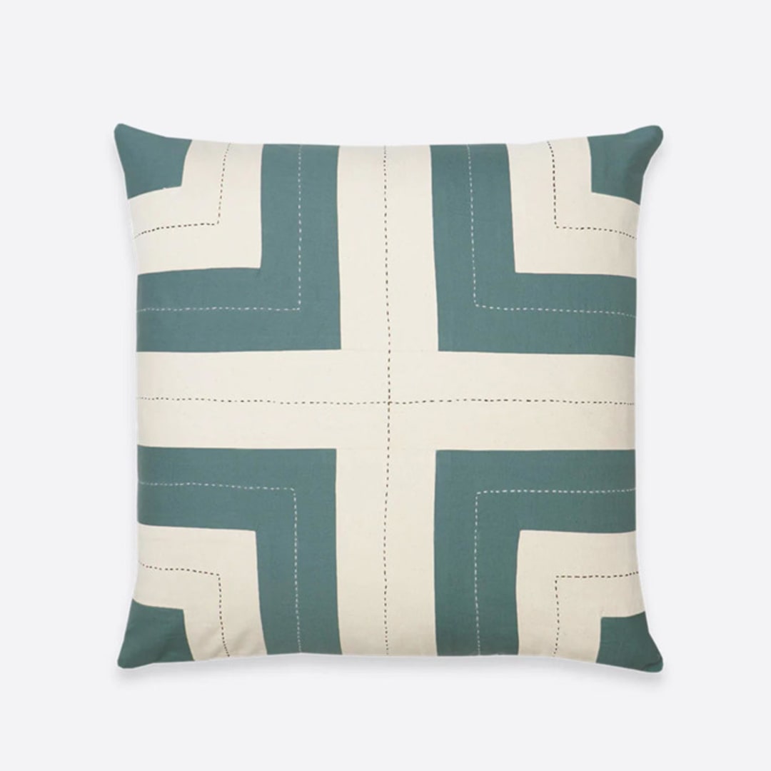 "Interlock Throw Pillow - Spruce" - Throw Pillows in green by Anchal