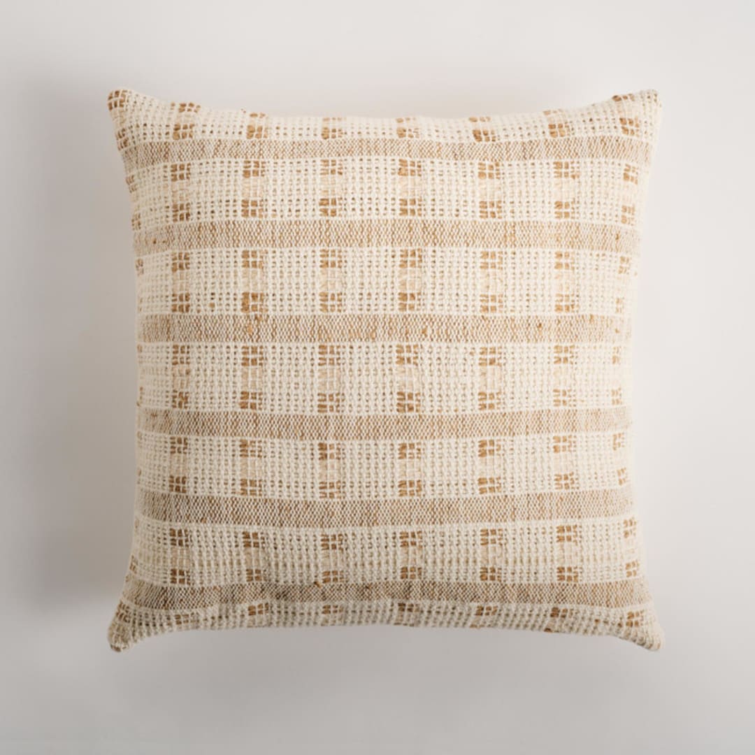 "Zenu Pillow Cover Earth Brown & Cream" - Throw Pillows in brown by Tatiana Ordoñez
