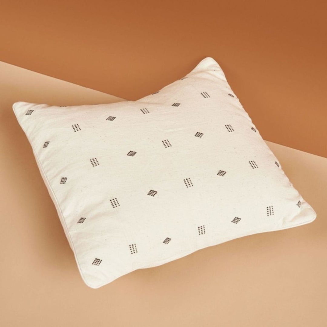 "Nira White Handloom Pillow" - Throw Pillows in white by Anjali Purohit