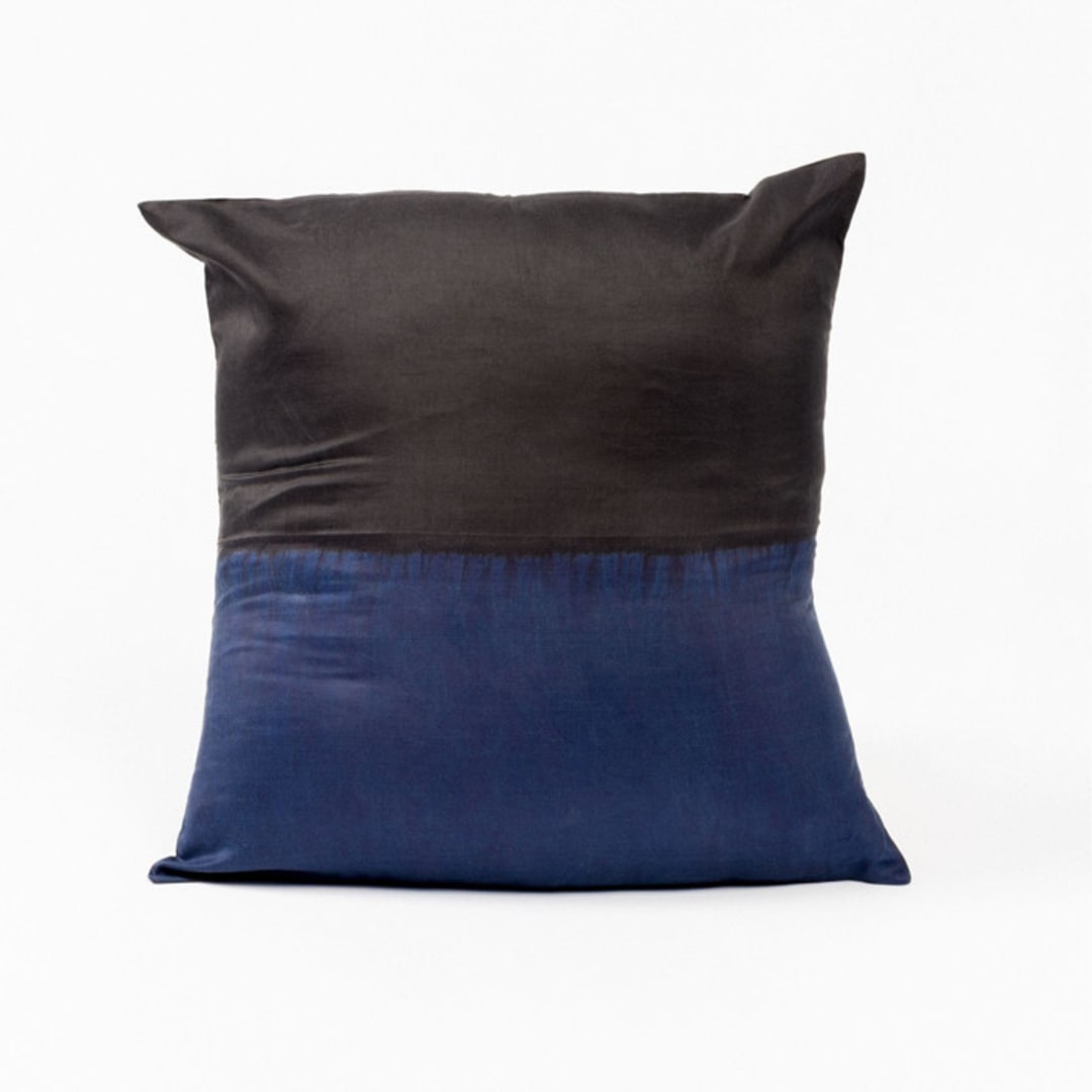 "Aakar Mor Silk Pillow" - Throw Pillows in blue by Anjali Purohit