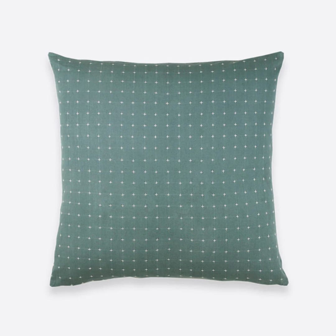 "Cross-Stitch Throw Pillow - Spruce" - Throw Pillows in green by Anchal