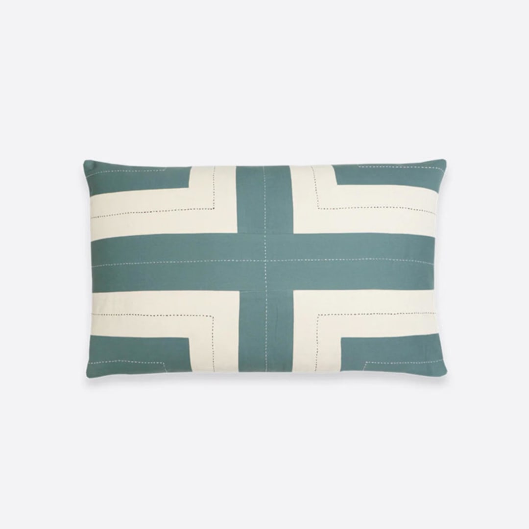 "Interlock Lumbar Pillow - Spruce" - Throw Pillows in green by Anchal