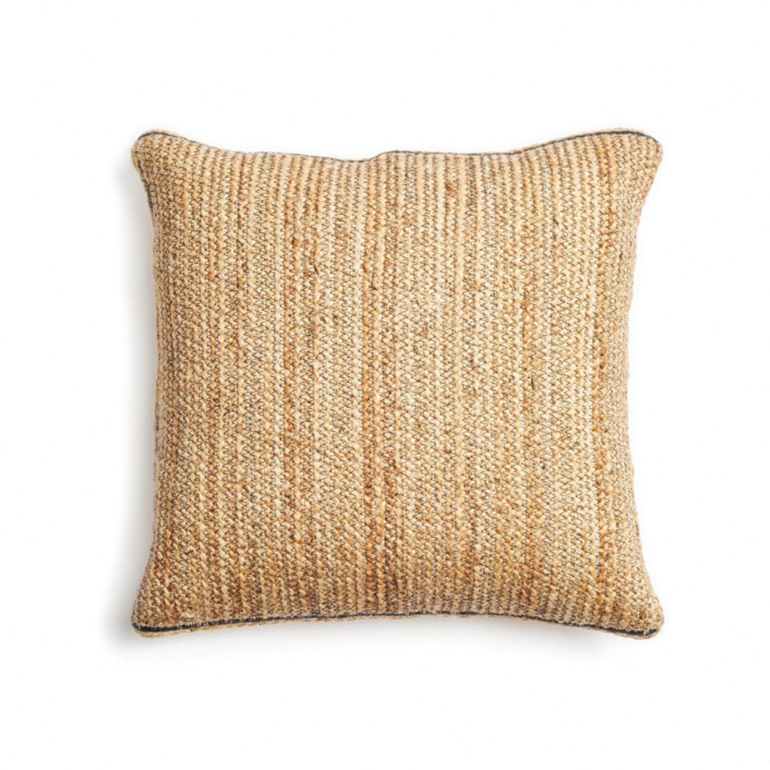 "Tossa Handbraided Jute Pillow" - Throw Pillows in brown by Anjali Purohit