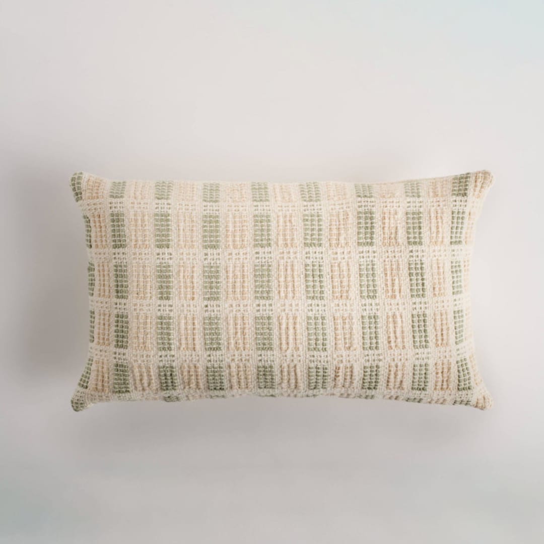 "Bolivar Lumbar Pillow Cover Sage Green & Cream" - Throw Pillows in multicolor by Tatiana Ordoñez