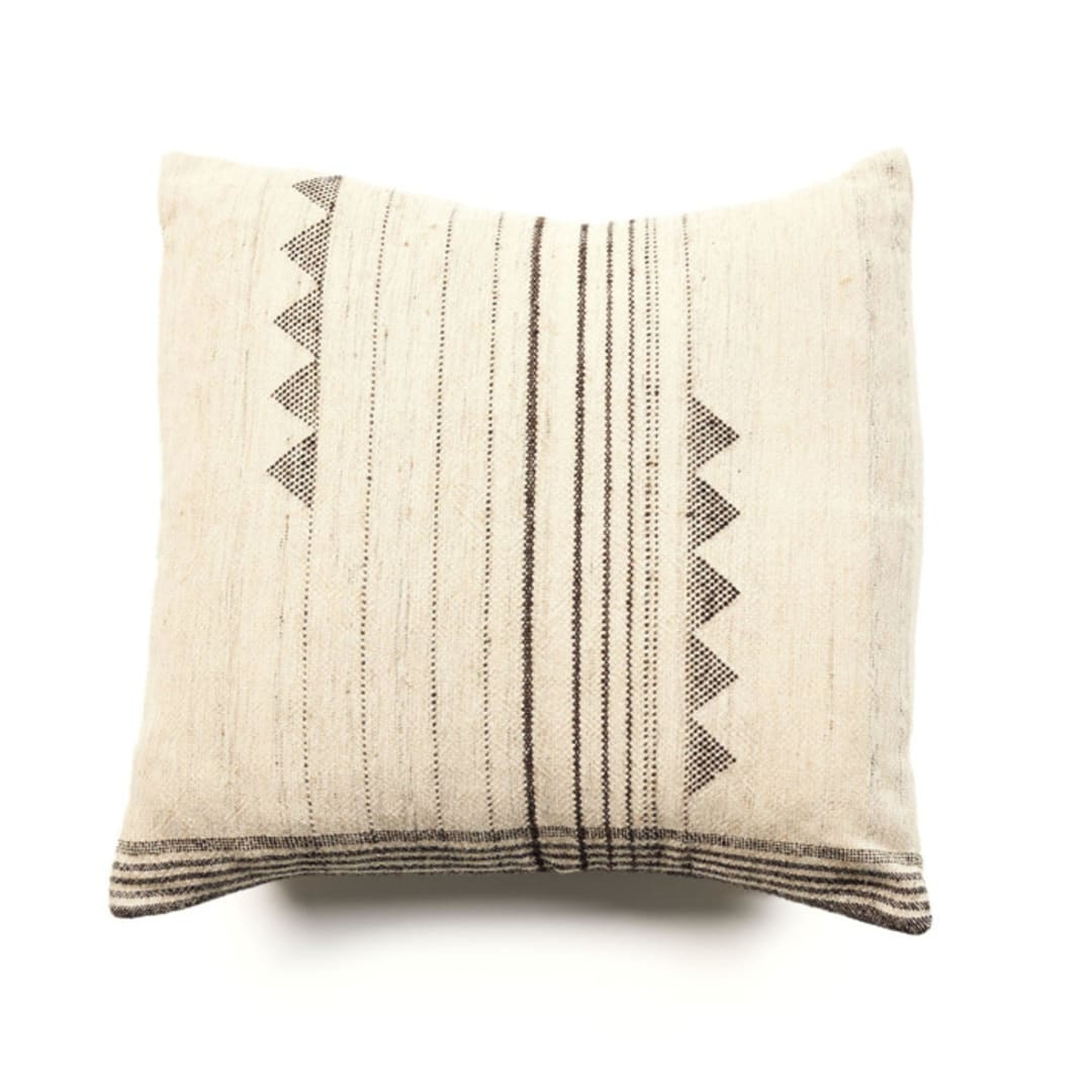"Kora Silk Wool Pillow" - Throw Pillows in white by Anjali Purohit