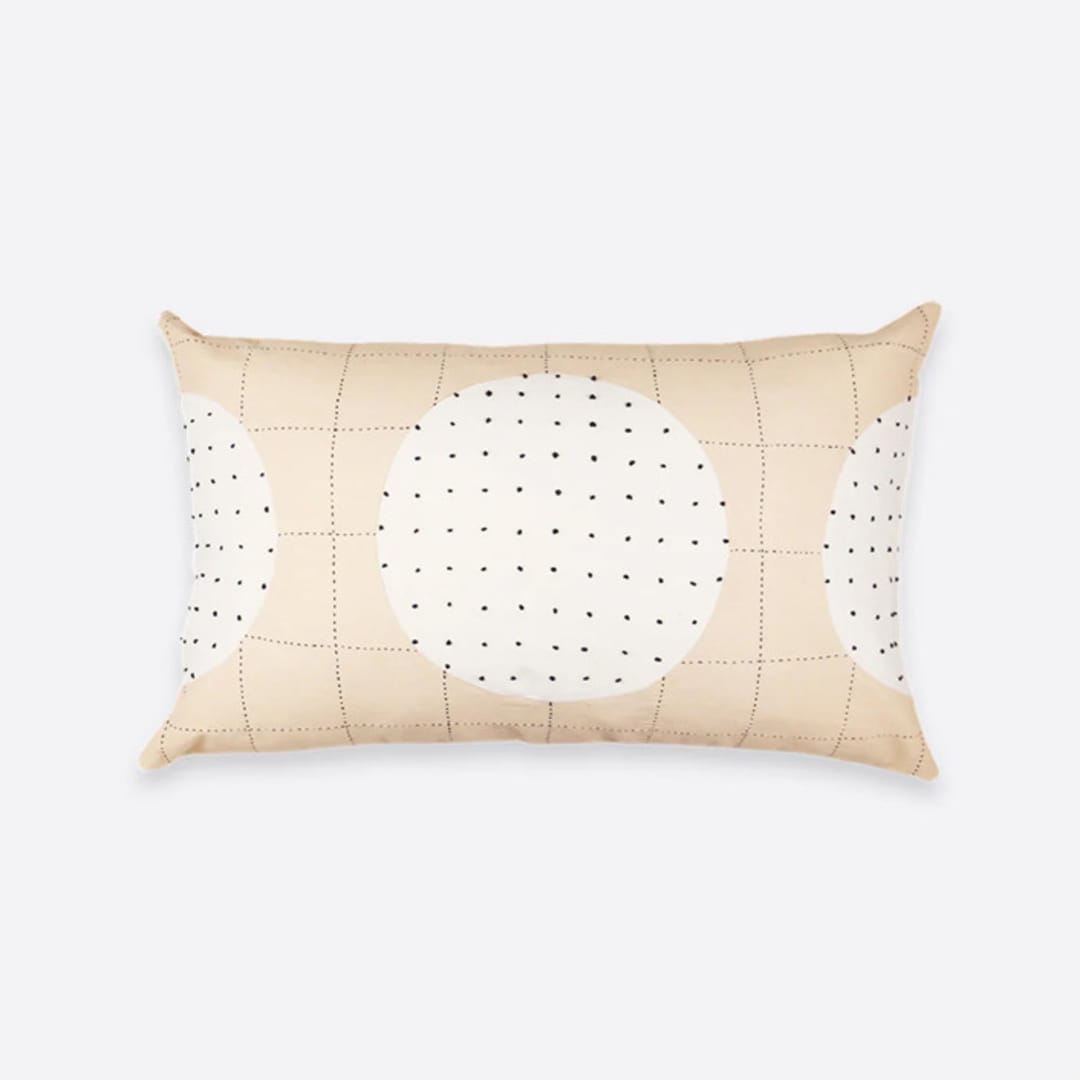 "Lunar Dot Lumbar Pillow - Ivory" - Throw Pillows in pink by Anchal