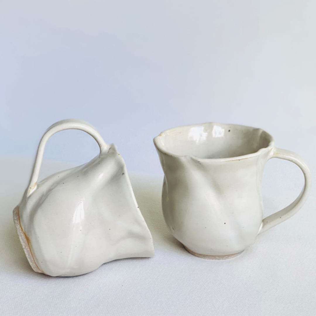 "Ecru Tulip Mugs" - Mugs and Teacups in beige by Cloude Made