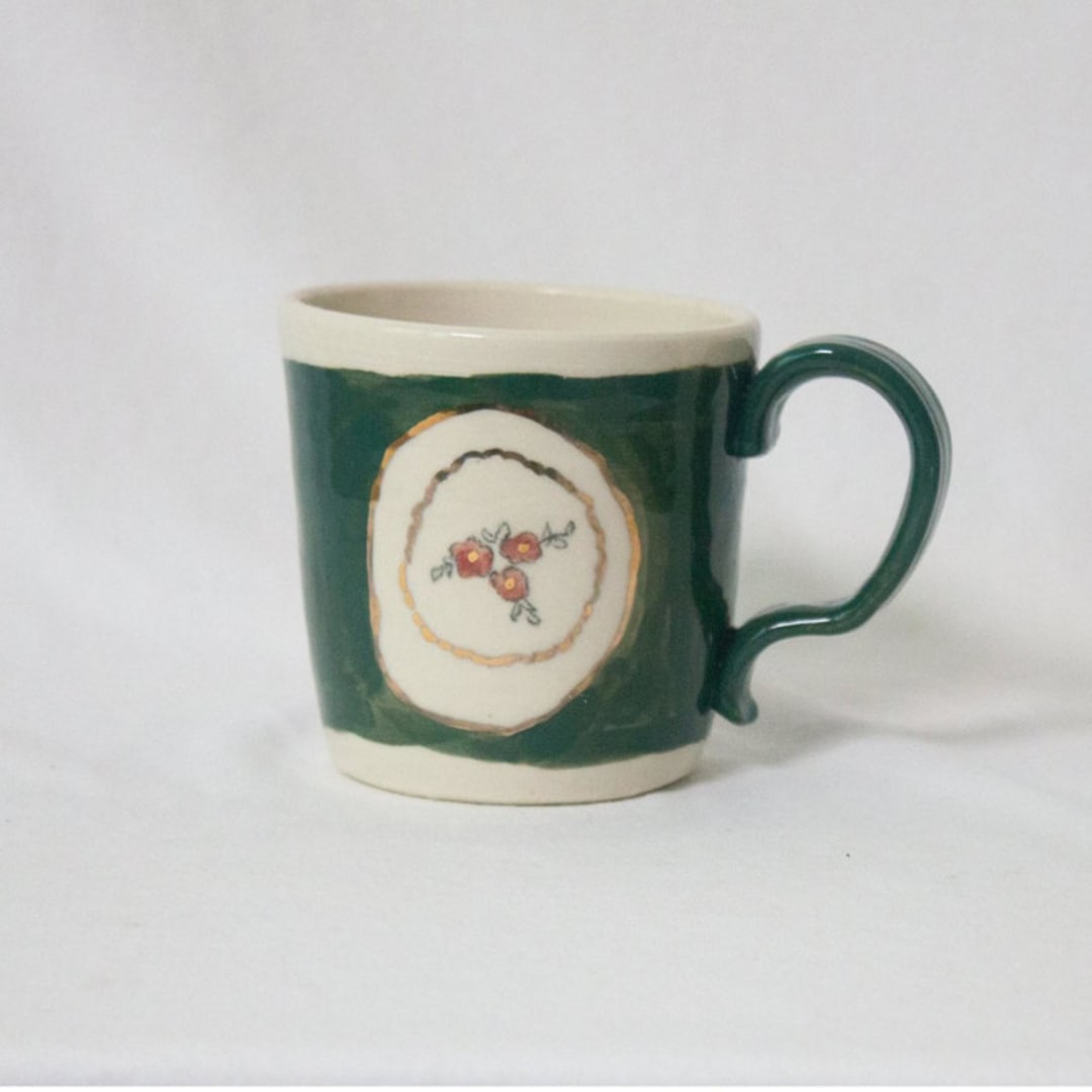 "Cornflower Mug- Emerald" - Mugs and Teacups in green by Erika Christine Ceramics
