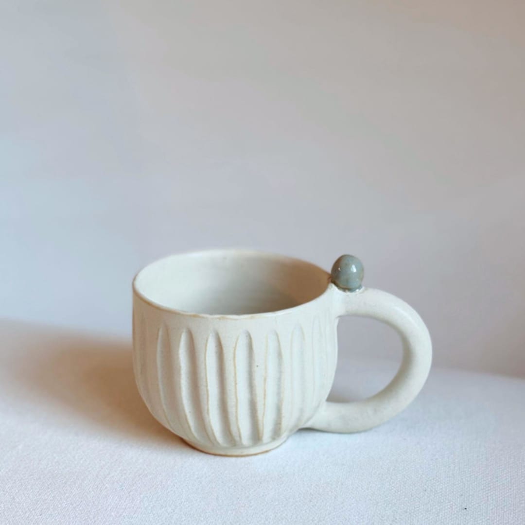 "Fluted Marble Mug" - Mugs and Teacups in white by Cloude Made