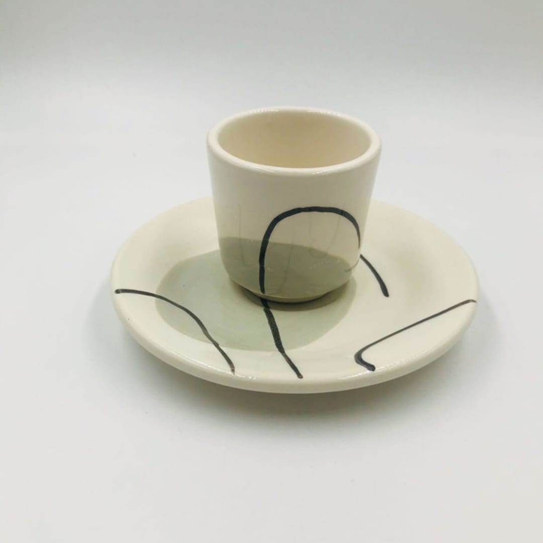 "COFFEE CUP GRAY" - Mugs and Teacups in gray by Jana Mistrik