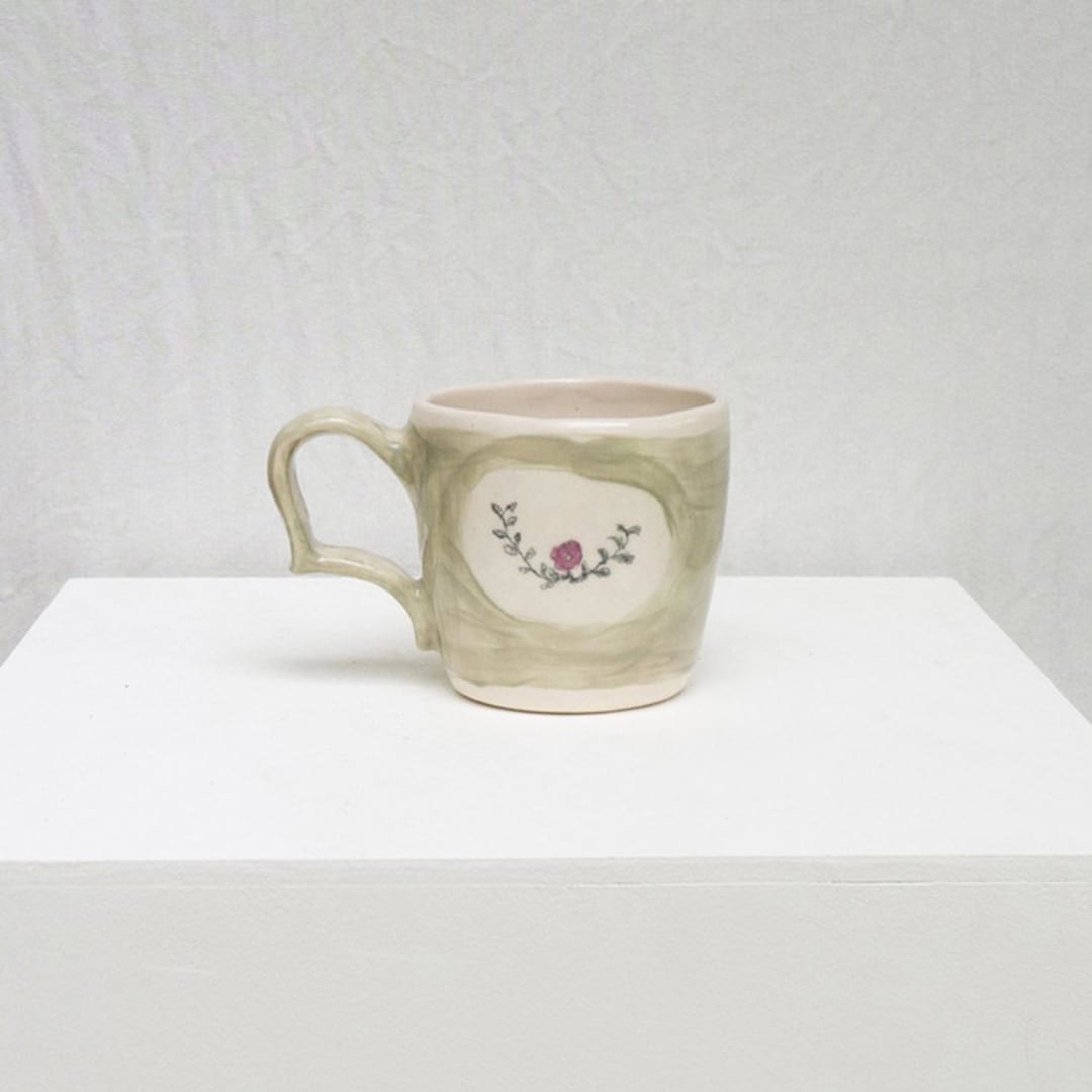 "Cornflower Mug- Mint" - Mugs and Teacups in green by Erika Christine Ceramics
