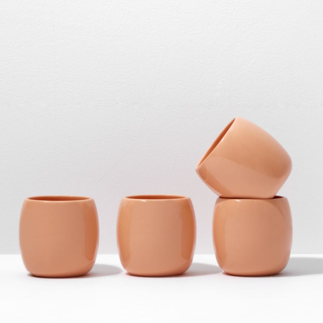 "S/4 Small Espresso Cup - Coral" - Mugs and Teacups in orange by Powered By People