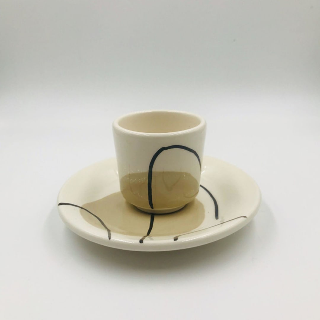 "COFFEE CUP GREIGE" - Mugs and Teacups in beige by Jana Mistrik