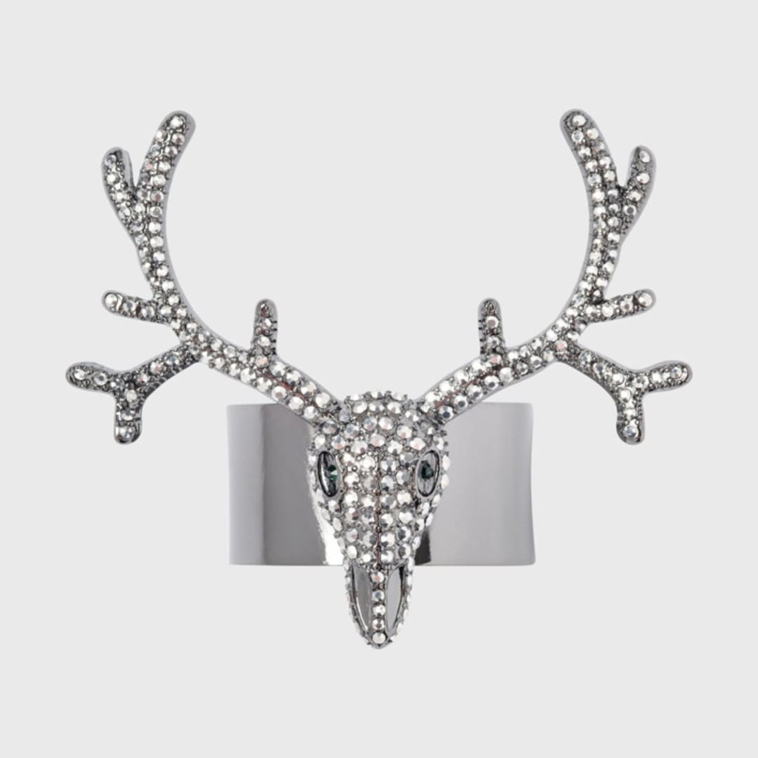 "Antler napkin rings, hematite, set of four" - Tabletop Accessories in silver by Joanna Buchanan