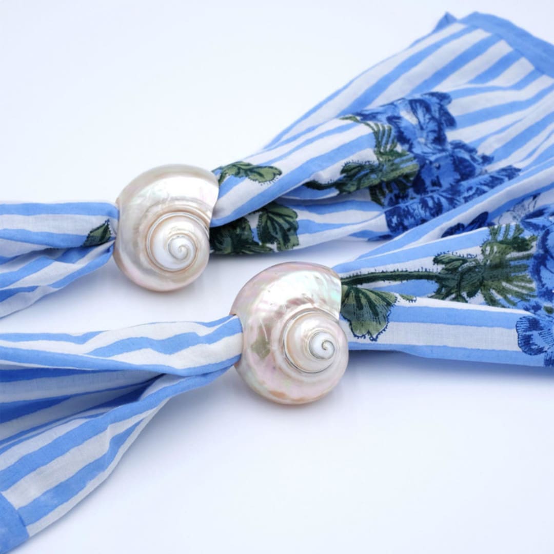 "Seashell Napkin Rings, Set of 4" - Tabletop Accessories in white by Michelle Pham