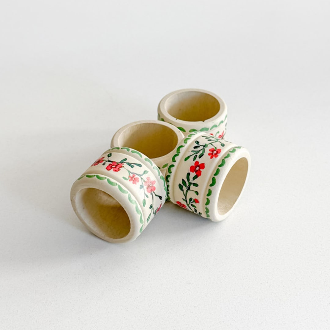 "Hand Painted Napkin Rings (set of 4)" - Tabletop Accessories in multicolor by Arohika Verma