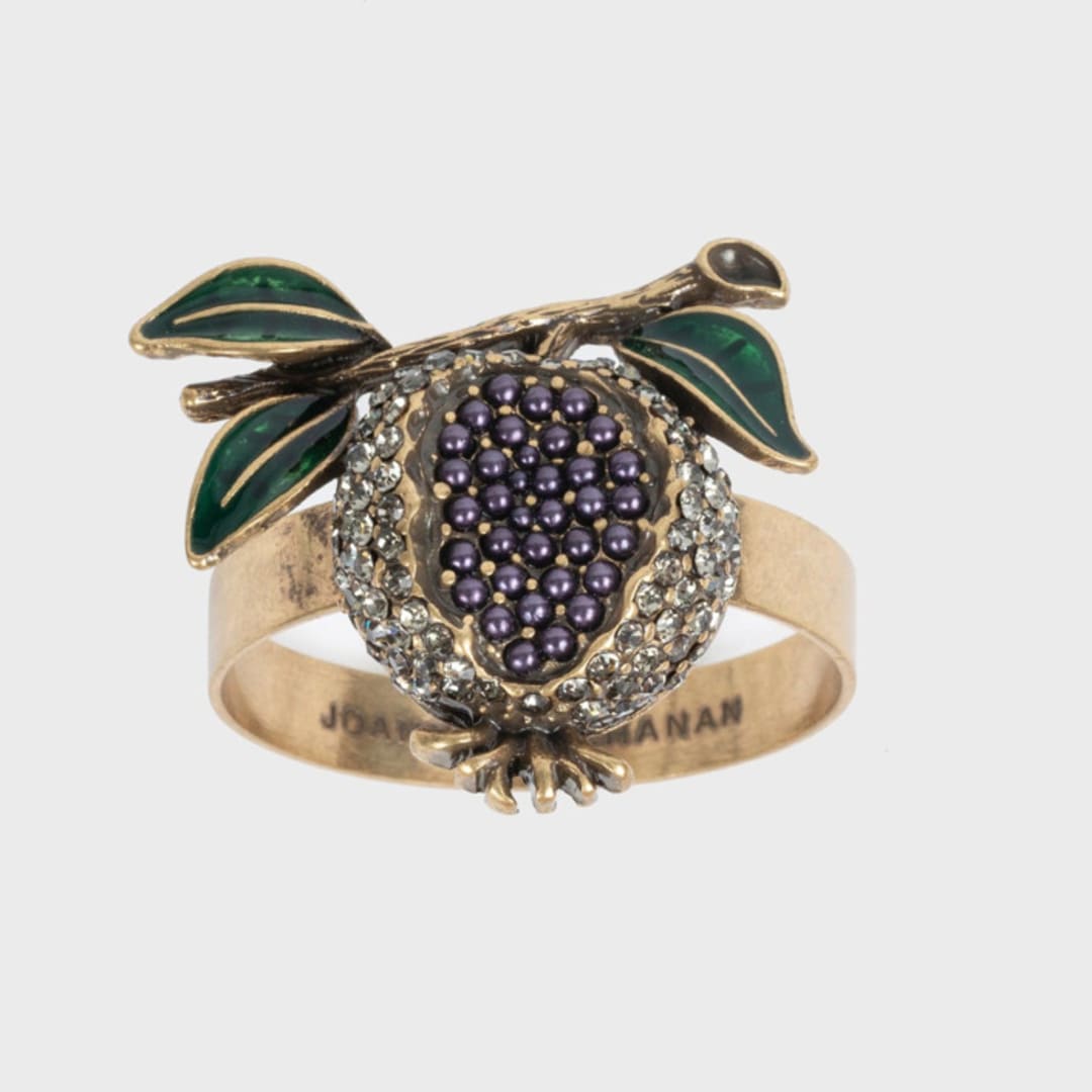 "Pomegranate skinny napkin rings, set of four" - Tabletop Accessories in multicolor by Joanna Buchanan