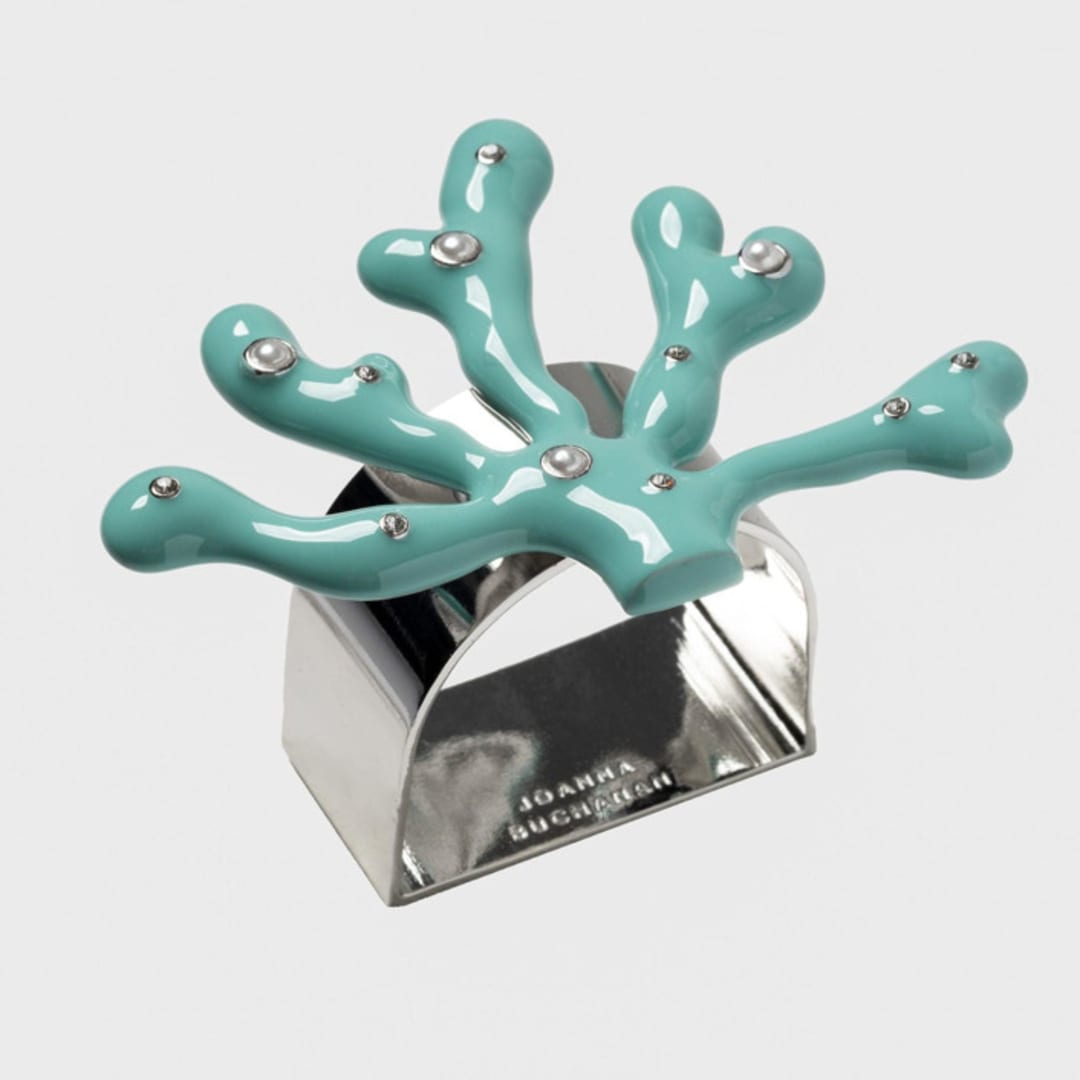 "Coral napkin rings, turquoise, set of four" - Tabletop Accessories in blue by Joanna Buchanan