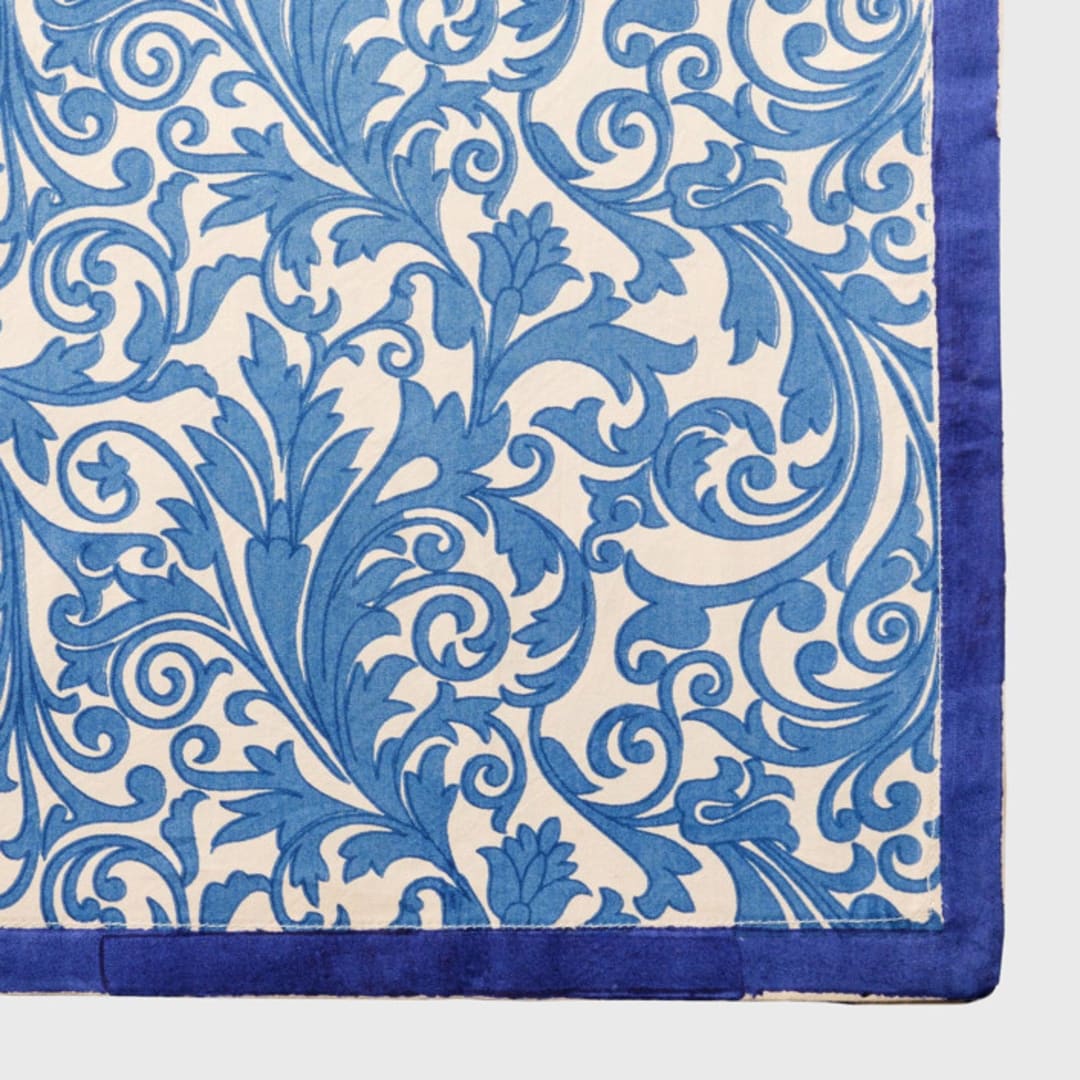 "Damask print tablecloth, blue" - Tablecloths and Runners in blue by Joanna Buchanan