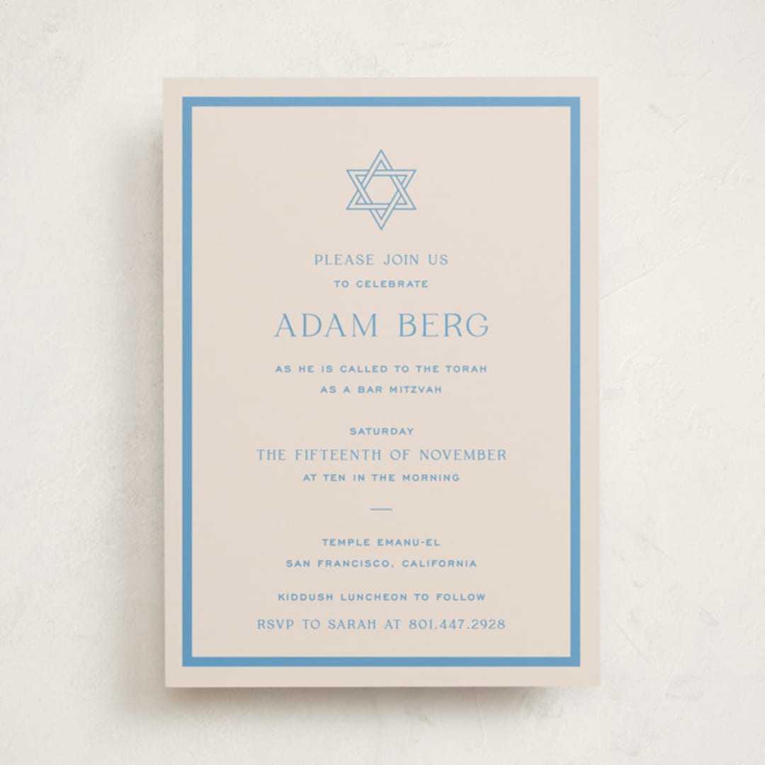 "Racquet" - Mitzvah Invitations in Bluebell by Megan Davis - Front