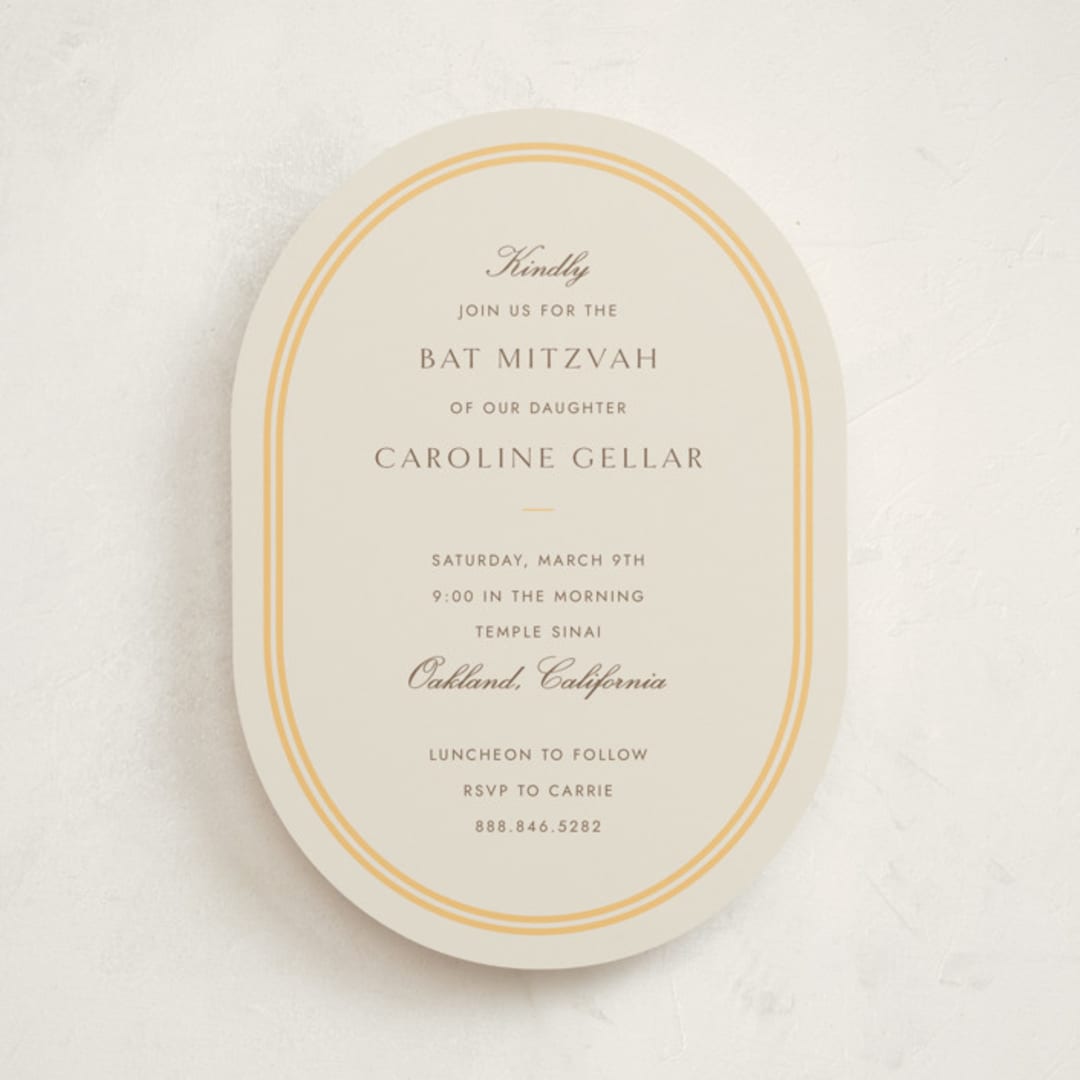 "Bocce" - Mitzvah Invitations in Melon by Megan Davis - Front