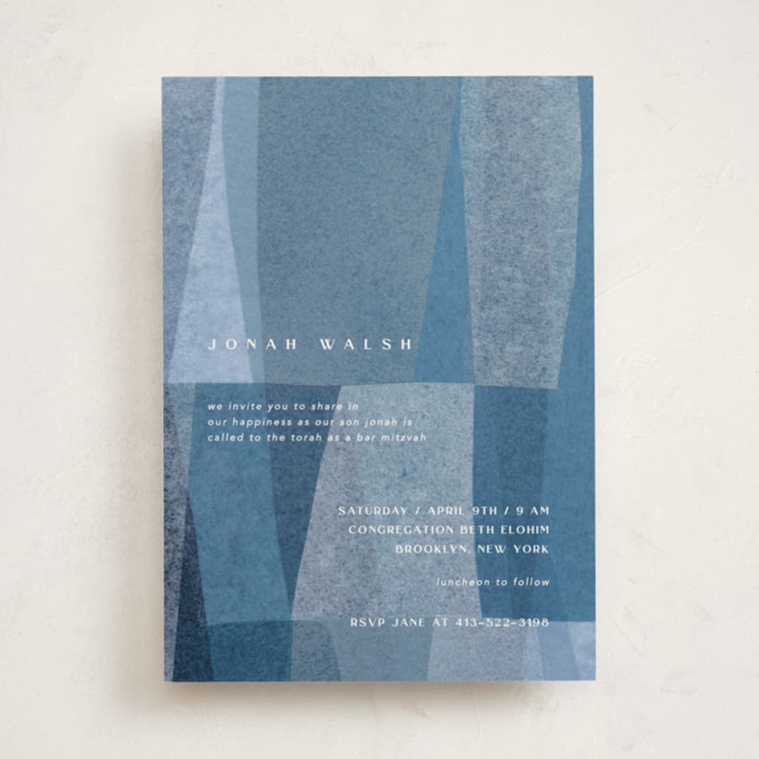 "denim patchwork" - Mitzvah Invitations in Seaside by Carrie Moradi - Front