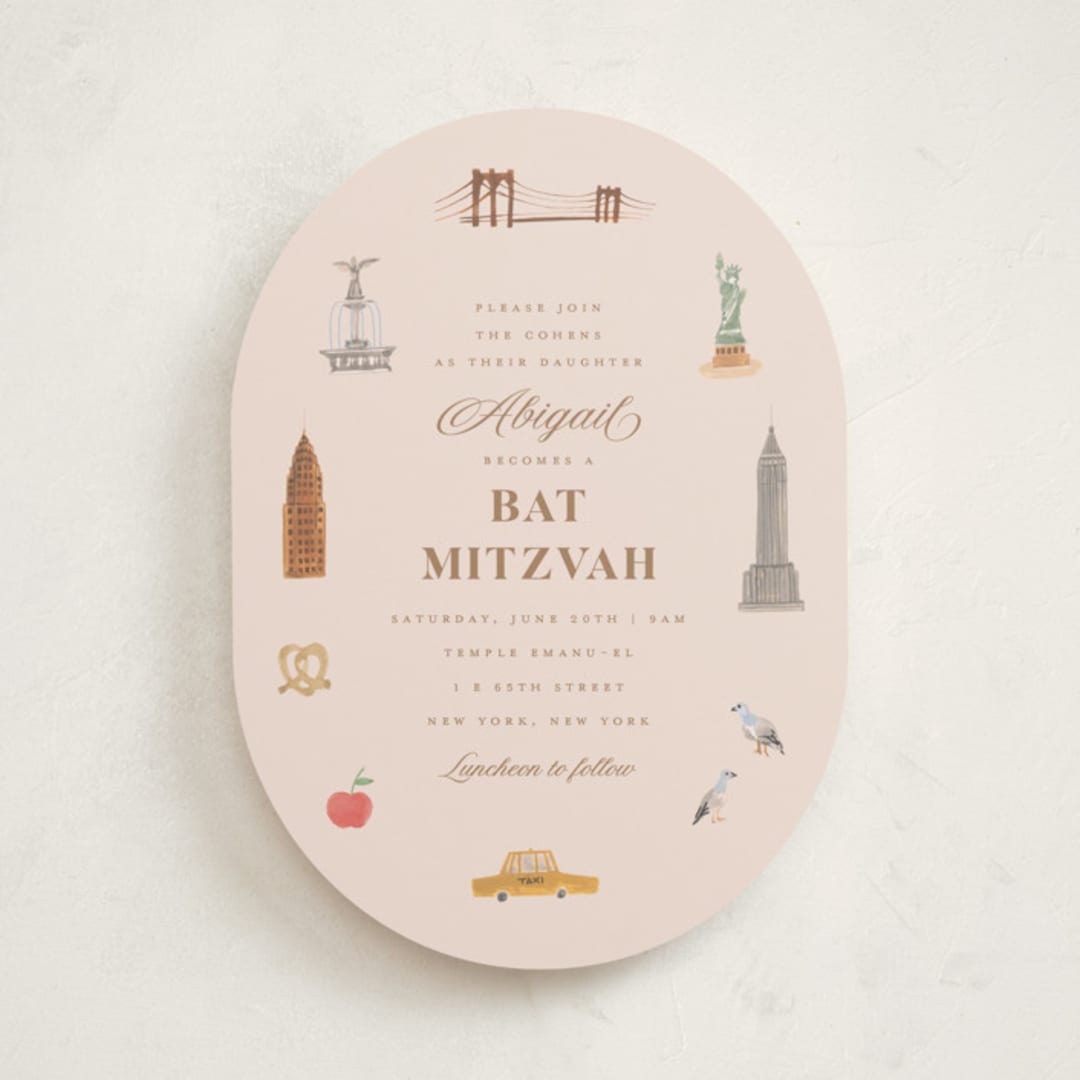 "Painted NYC" - Mitzvah Invitations in Petal by Teju Reval - Front