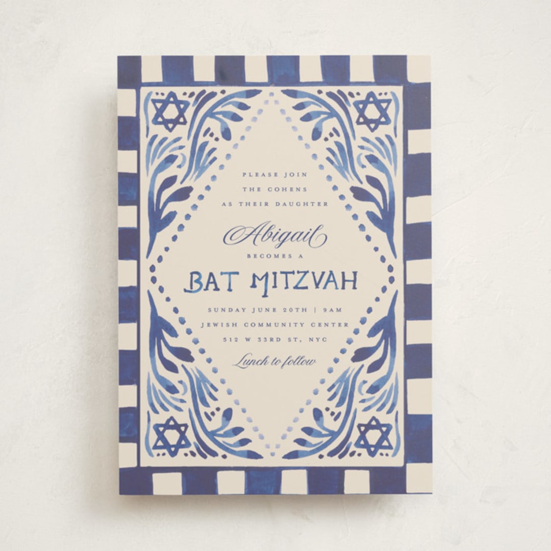 "Painted Mitzvah" - Mitzvah Invitations in Butter by Teju Reval - Front