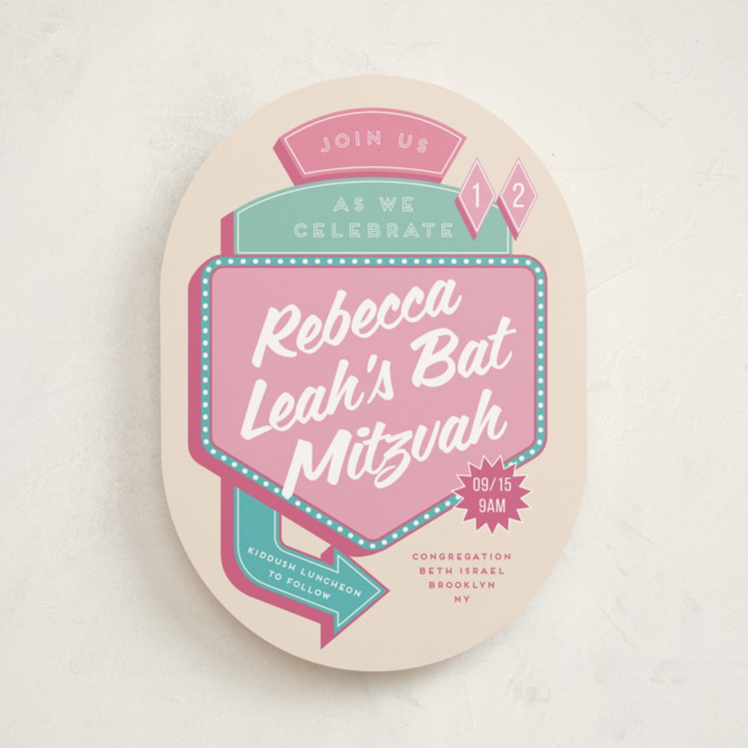 "Las Vegas" - Mitzvah Invitations in Cotton Candy by Claudia Orengo - Front