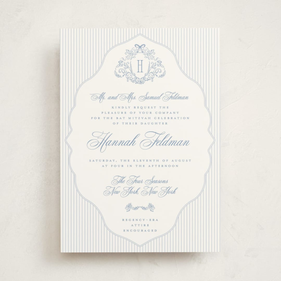 "Regency" - Mitzvah Invitations in Provincial by Jenna Holcomb - Front