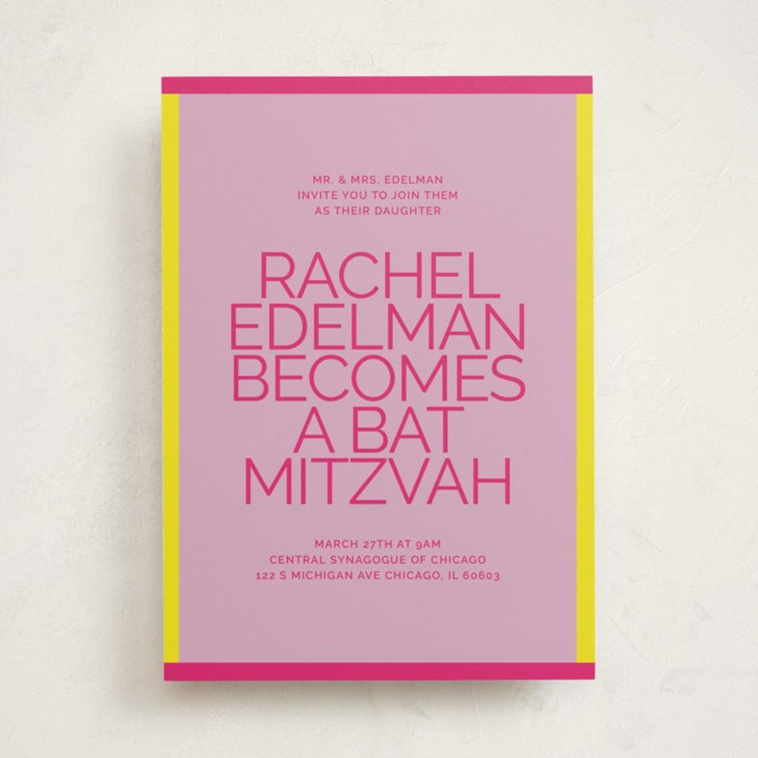 "Pop up" - Mitzvah Invitations in Candy-Glow by Inkblot Design - Front