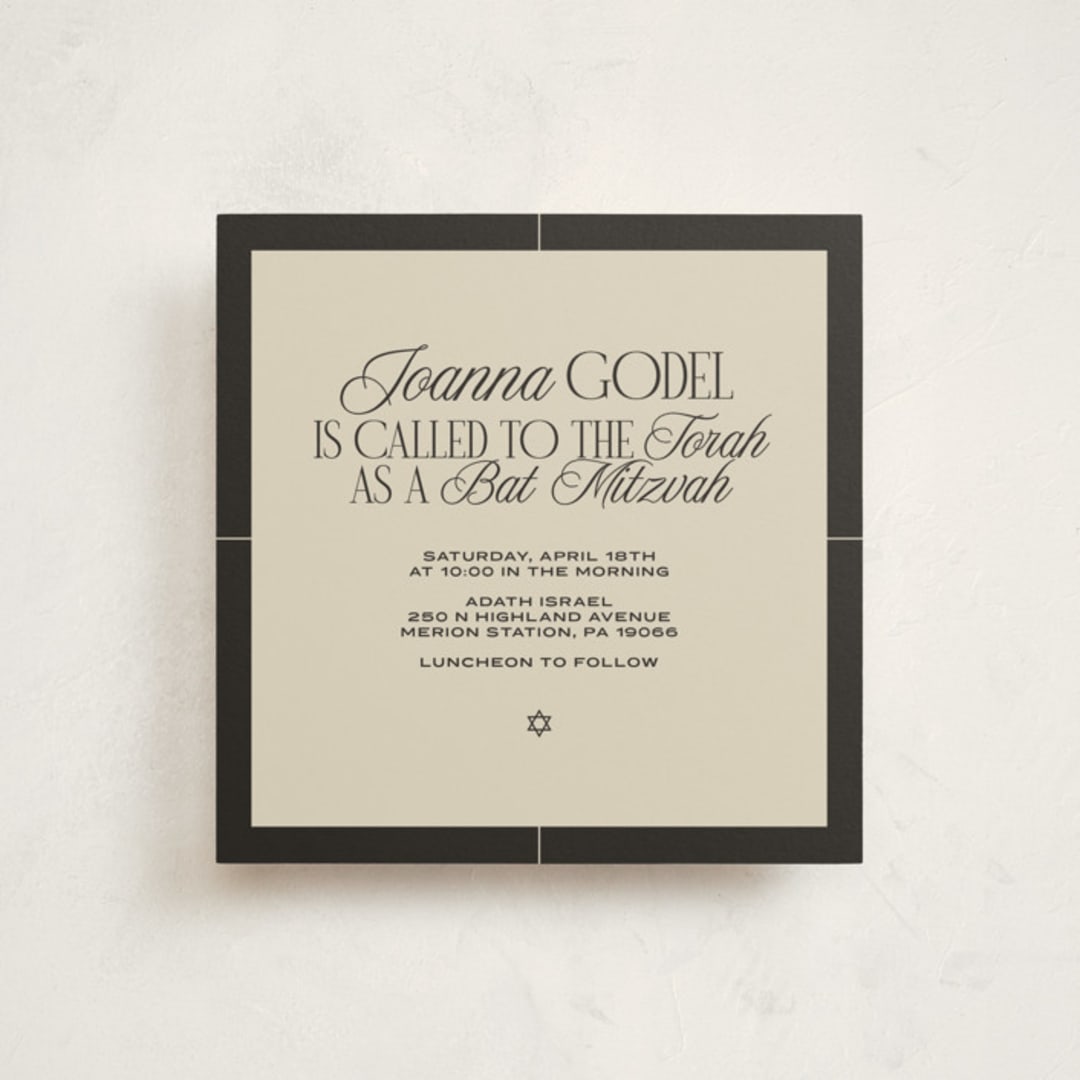 "Grand Luxe Bat Mitzvah" - Mitzvah Invitations in Charcoal by Wallace Design Co. - Front