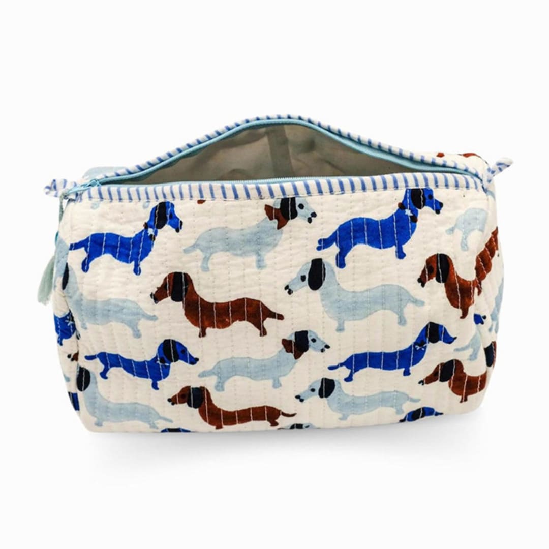 "Dashing Doxies Toiletry Bag - Small" - Makeup Bag in blue by Inner Child