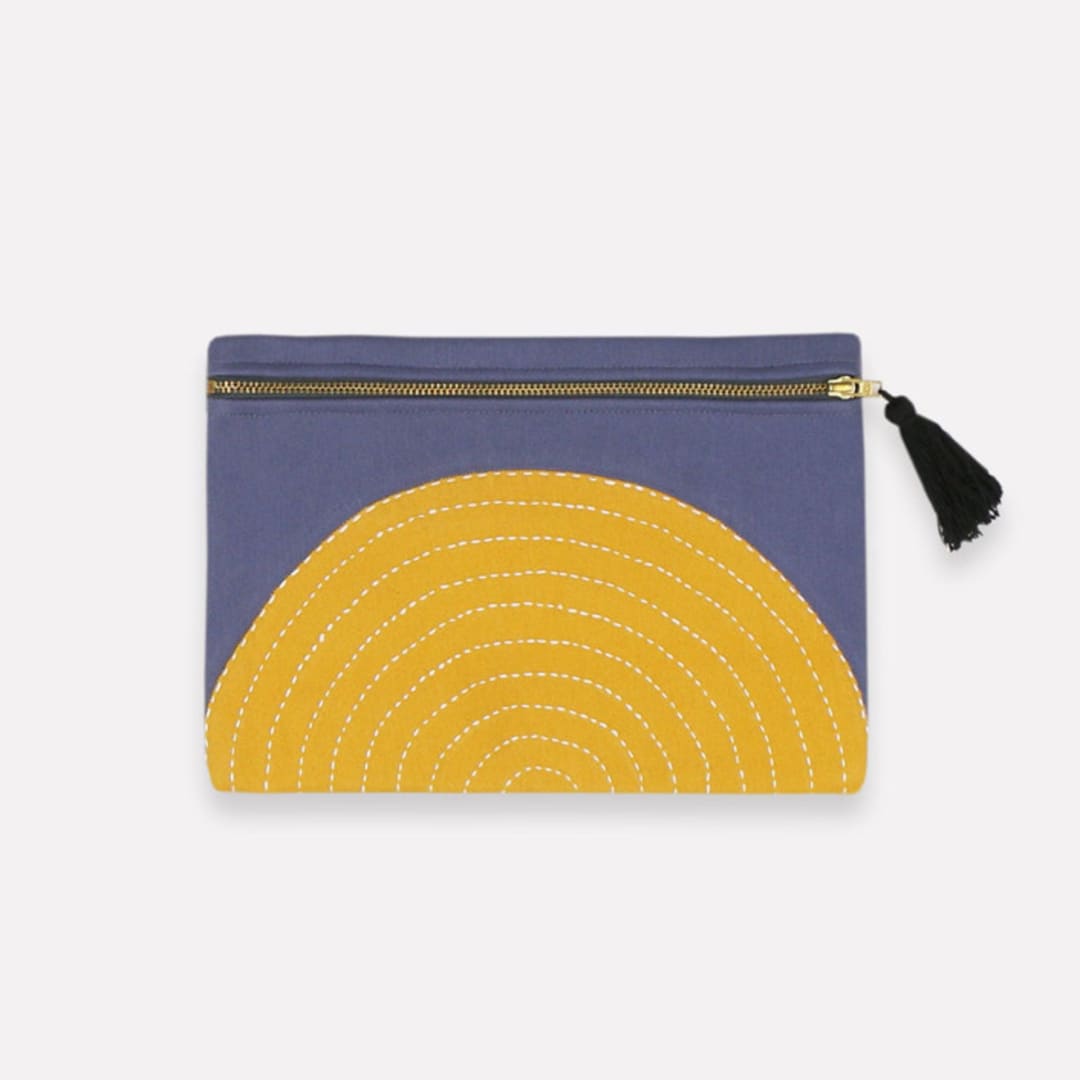 "Eclipse Pouch - Slate" - Makeup Bag in blue by Anchal