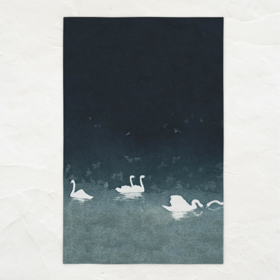 "Fine Art Kitchen Tea Towel // Swan Lake" - Kitchen Linens in blue by Clover and Lamb