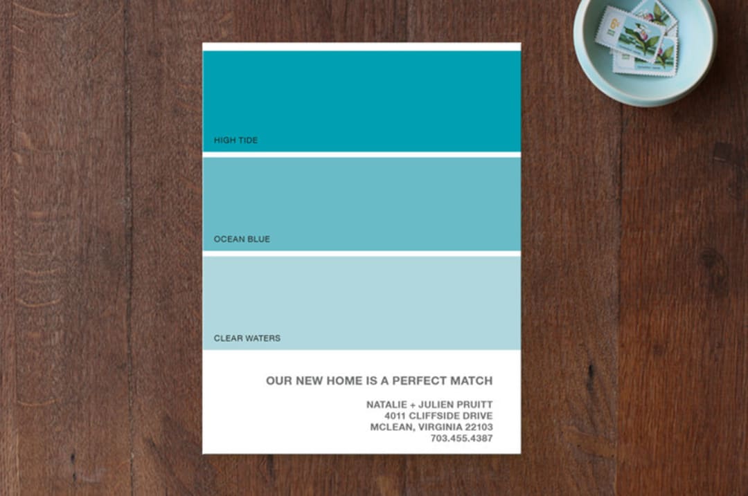 "The Perfect Match" - Moving Announcements in Marine by Amanda Larsen Design - Front