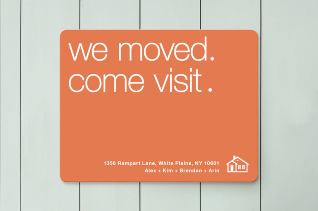 "We've Moved. Come Visit." - Moving Announcements in Orange Dream by Amanda Larsen Design - Front