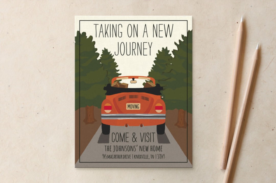 "A New Journey" - Moving Announcements in Rusty by Ramsey Design Co - Front