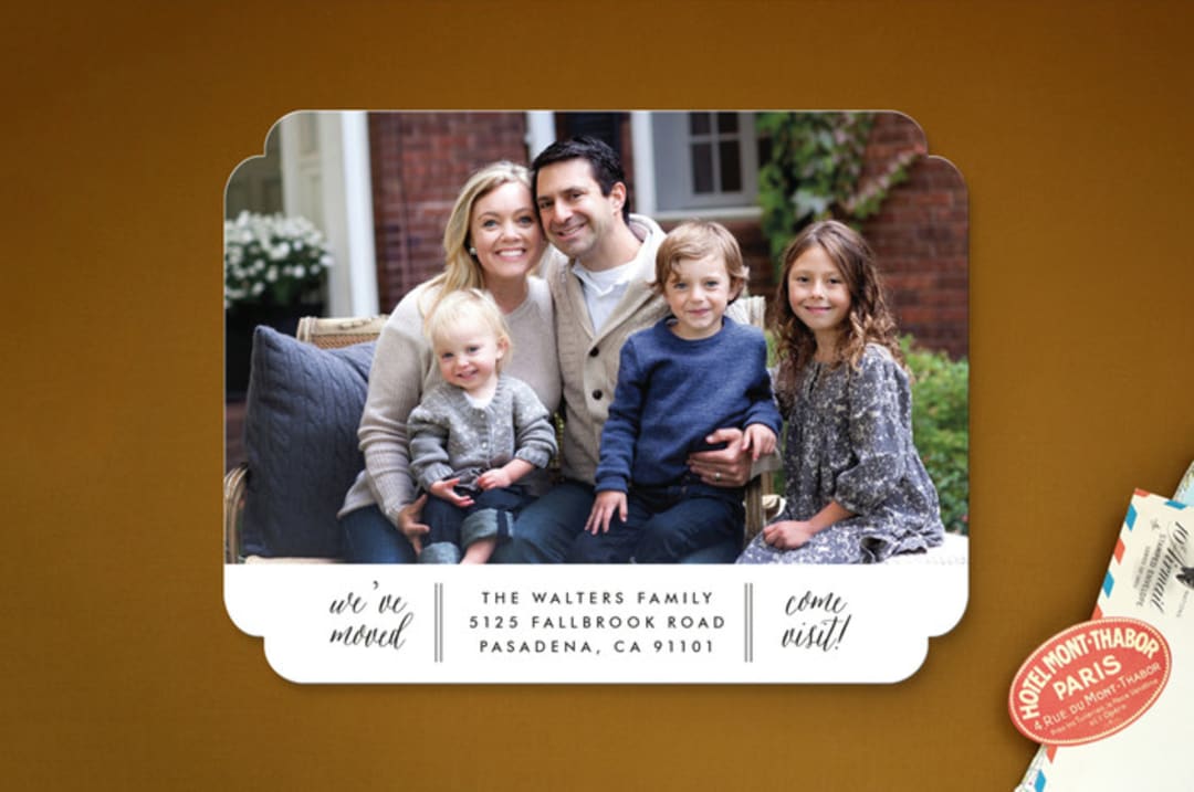 "Classic Simplicity" - Moving Announcements in Cotton by Shirley Lin Schneider - Front