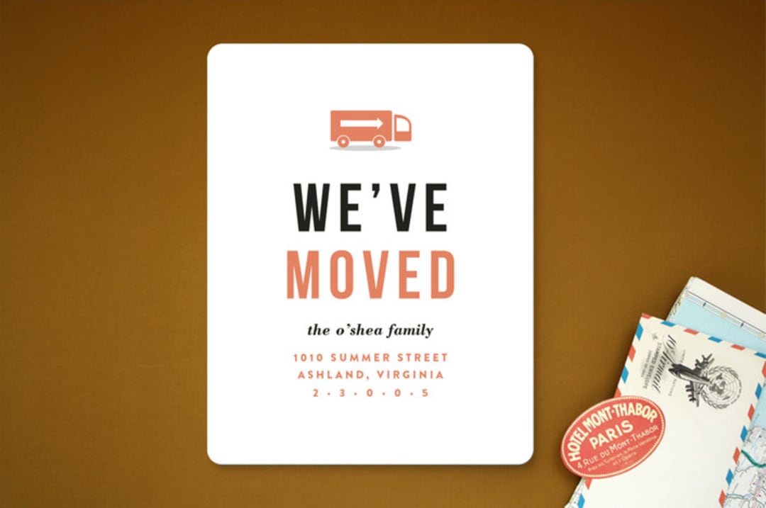"Modern Move" - Moving Announcements in Coral by Carly Reed Walker - Front